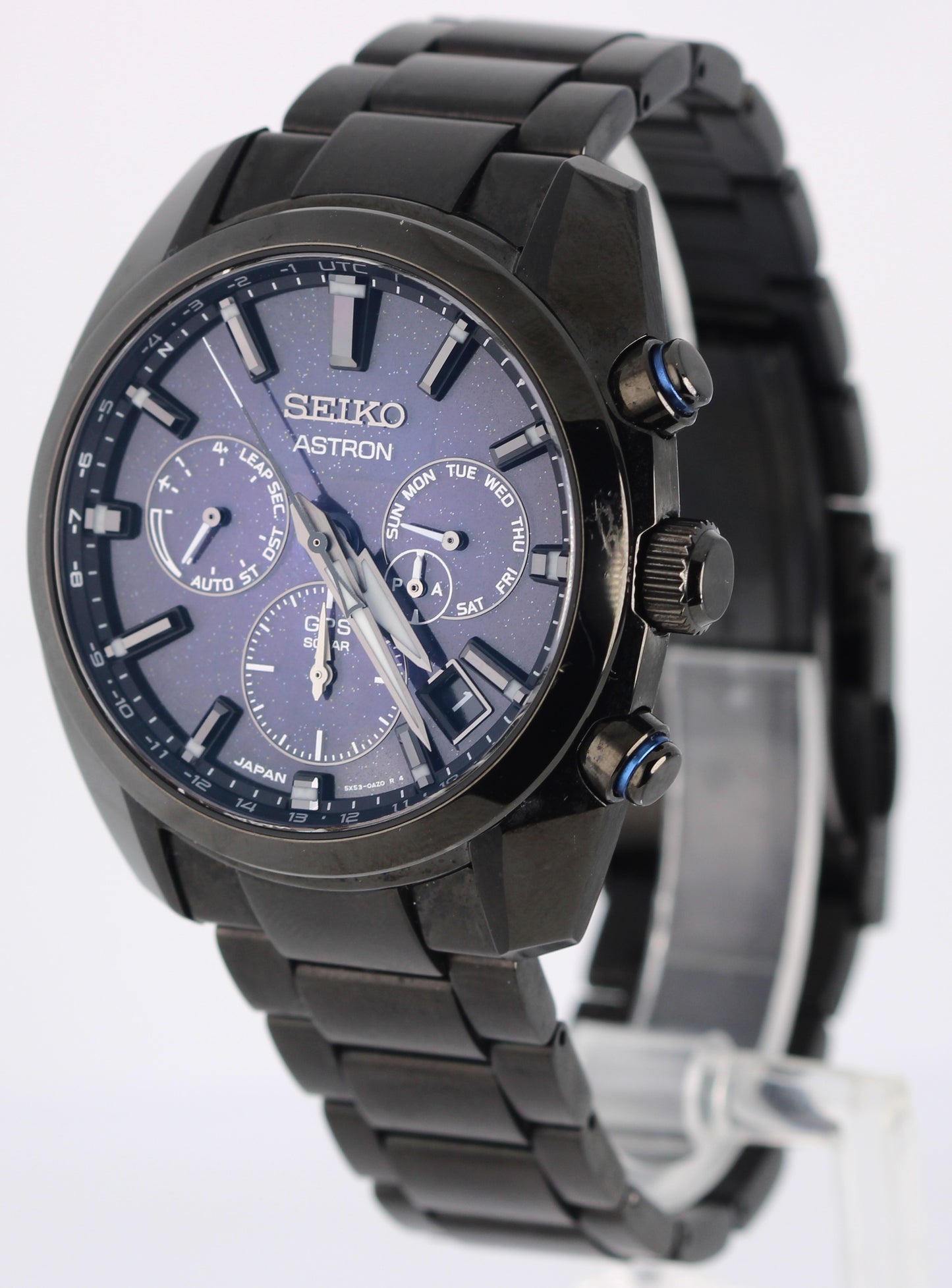 Seiko Astron GPS Solar Black Stainless Steel Blue Nebula 43mm 5X53-0BC0 Watch