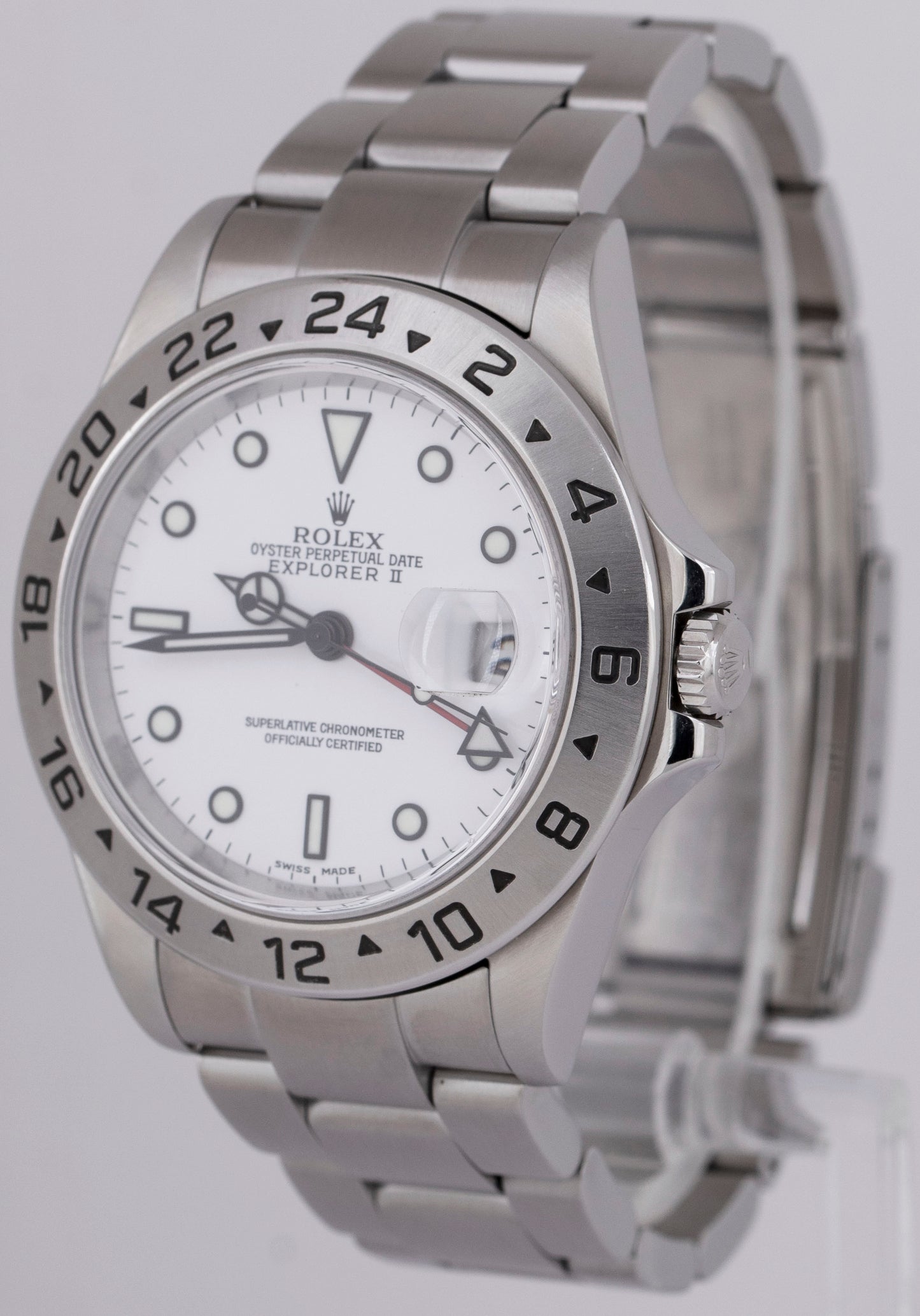 MINT Rolex Explorer II White 40mm Stainless Steel NO-HOLES Oyster Watch 16570