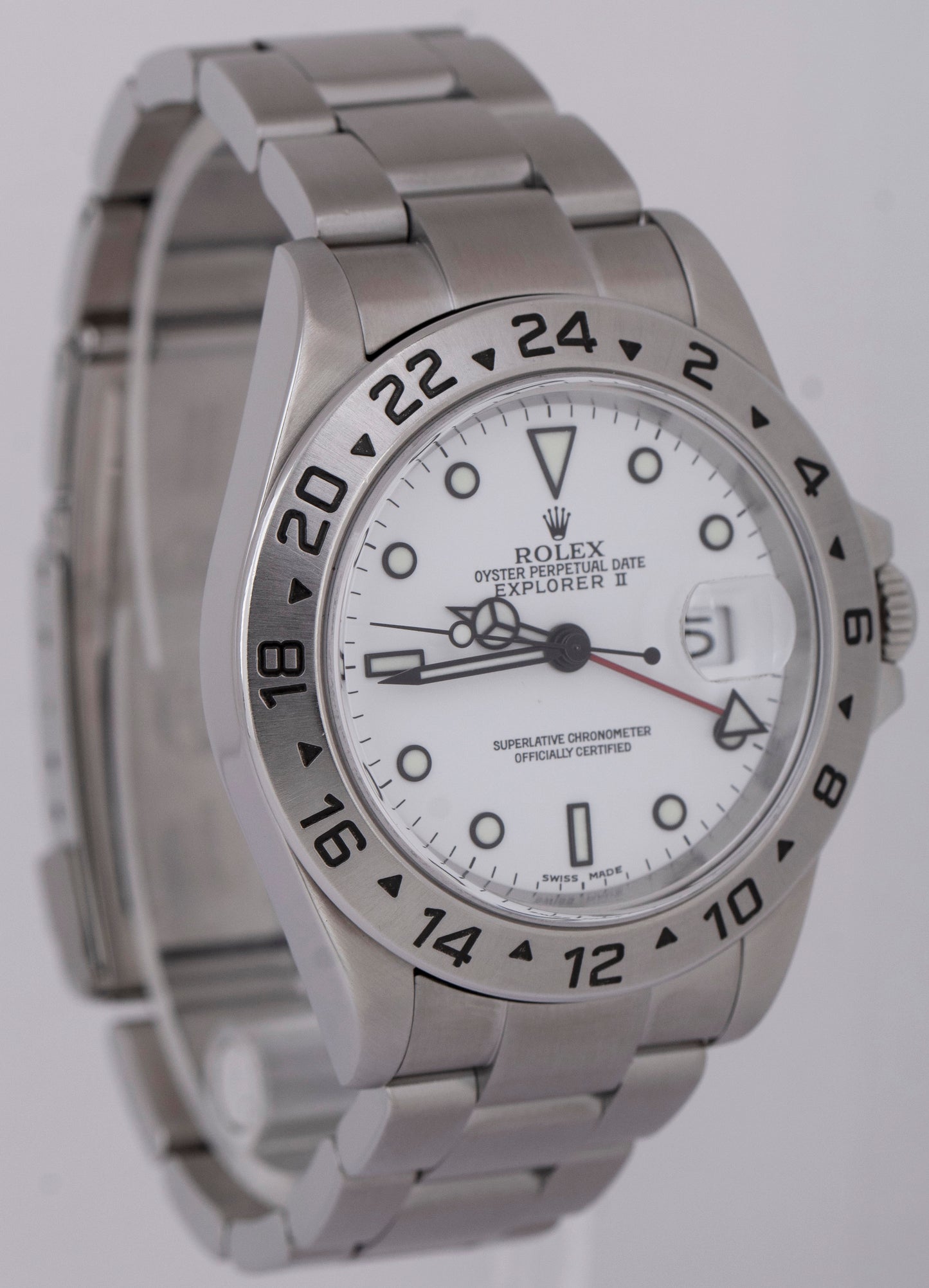 MINT Rolex Explorer II White 40mm Stainless Steel NO-HOLES Oyster Watch 16570