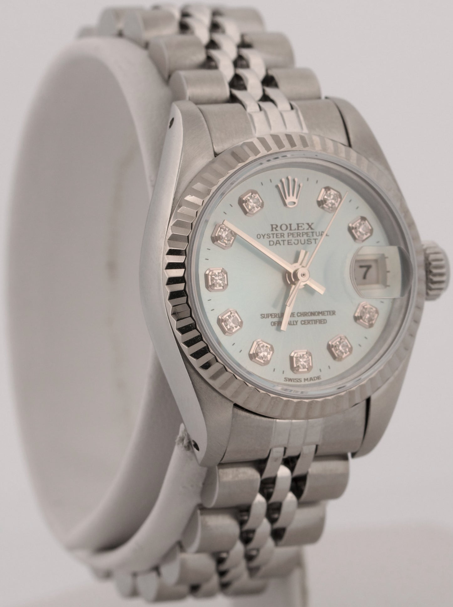 1988 Ladies Rolex DateJust 26mm BLUE DIAMOND 18K Gold Steel JUBILEE Watch 69174