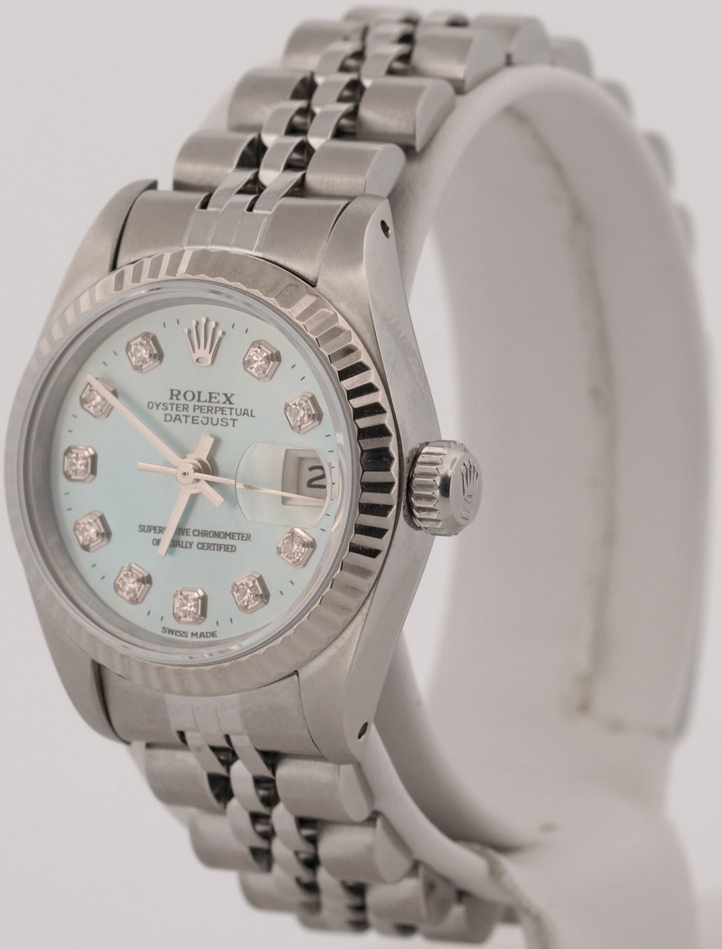 1988 Ladies Rolex DateJust 26mm BLUE DIAMOND 18K Gold Steel JUBILEE Watch 69174