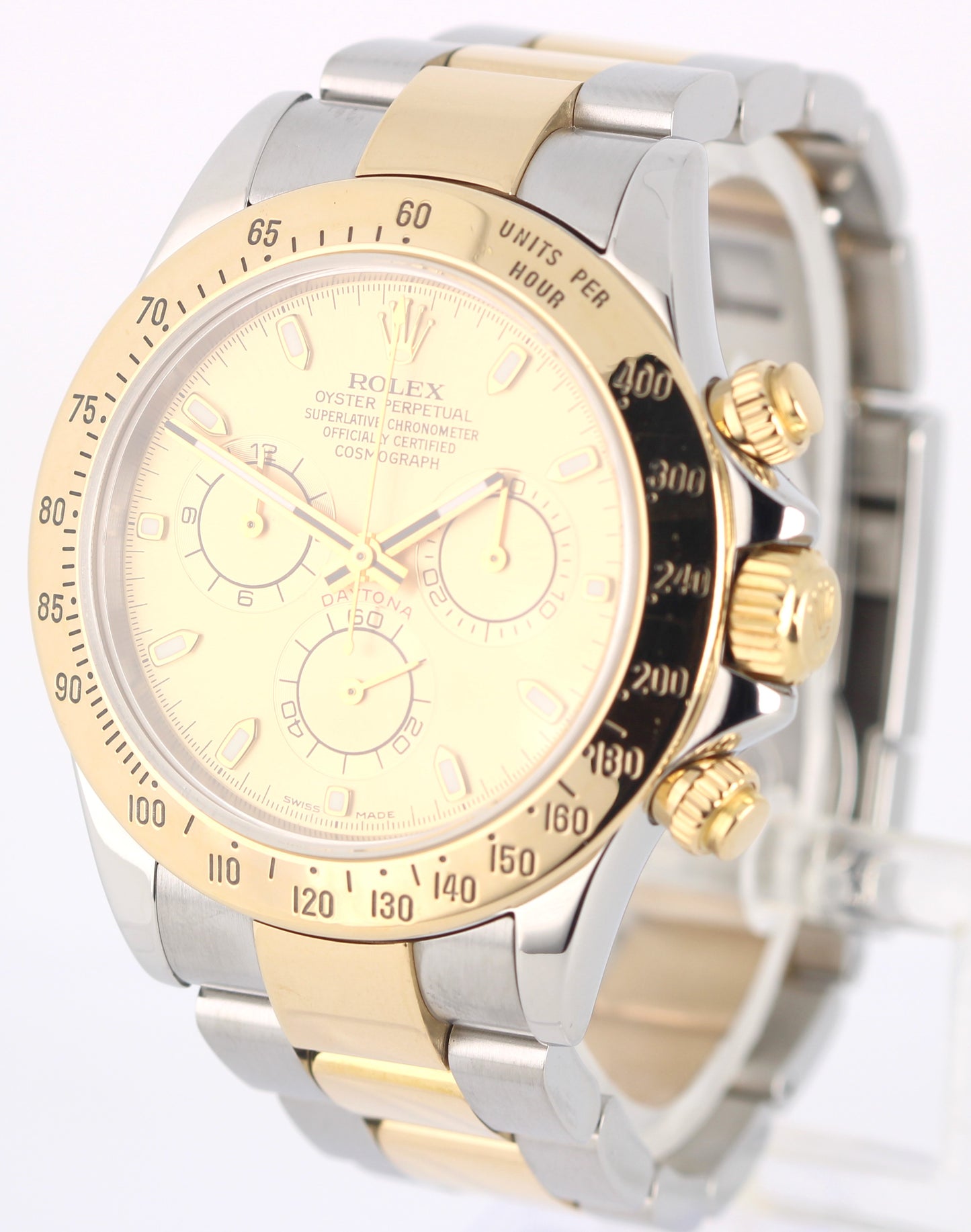 Rolex Daytona Cosmograph Two-Tone 18k Gold Steel Champagne 40mm 116523 Watch