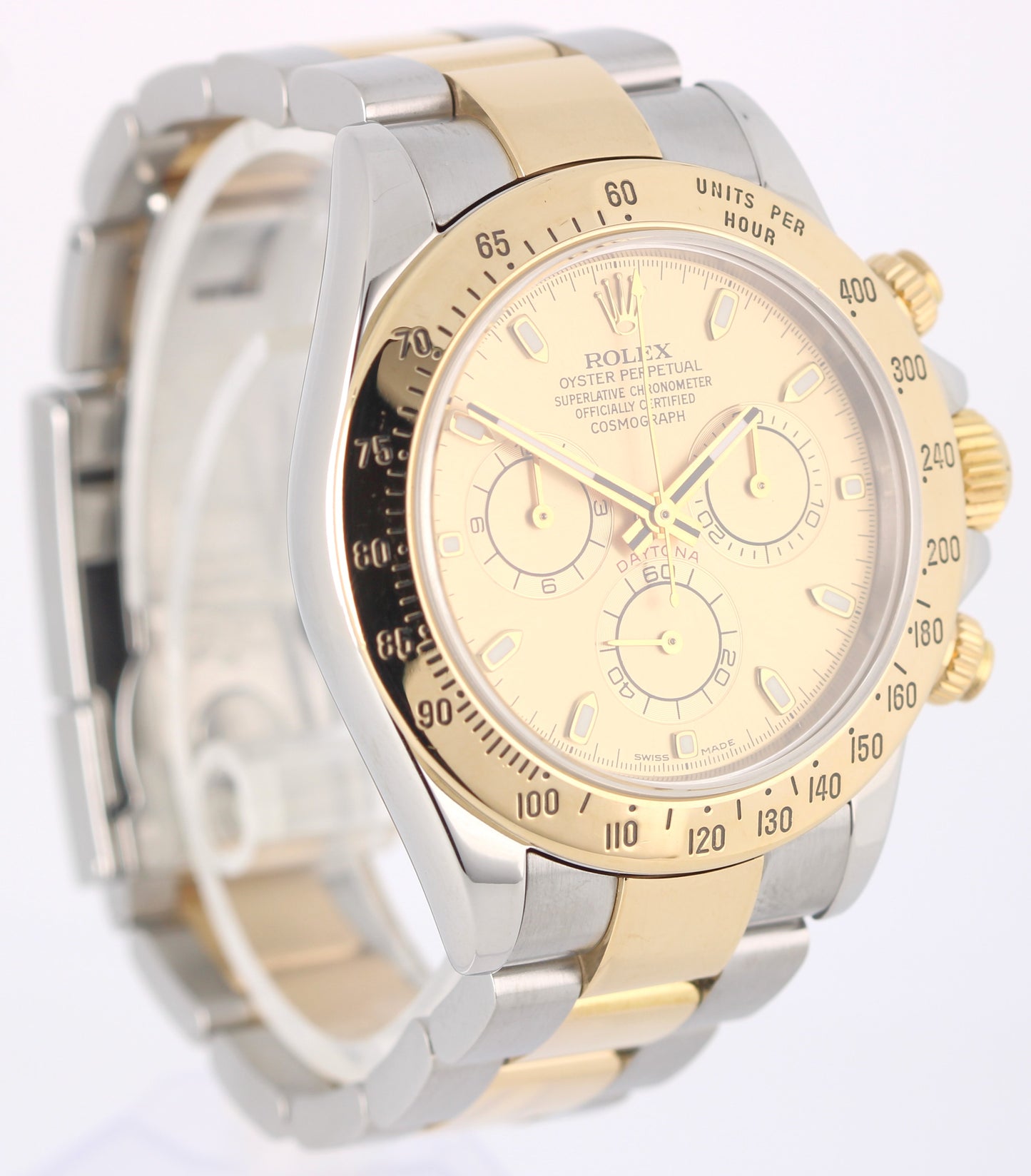 Rolex Daytona Cosmograph Two-Tone 18k Gold Steel Champagne 40mm 116523 Watch