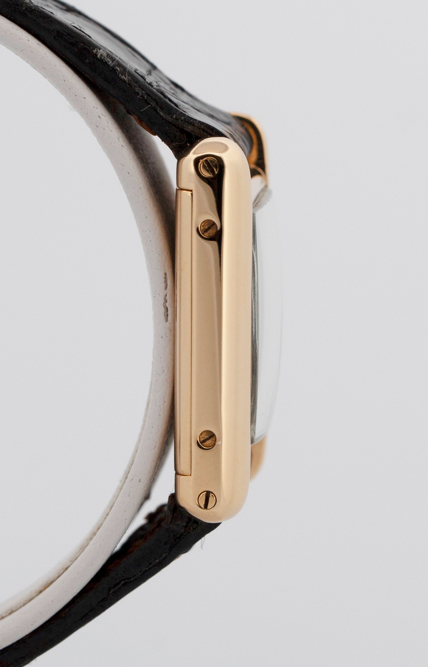 VINTAGE Ladies Cartier Tank Louis 18k Gold Green Leather 78087 21mm Manual Watch