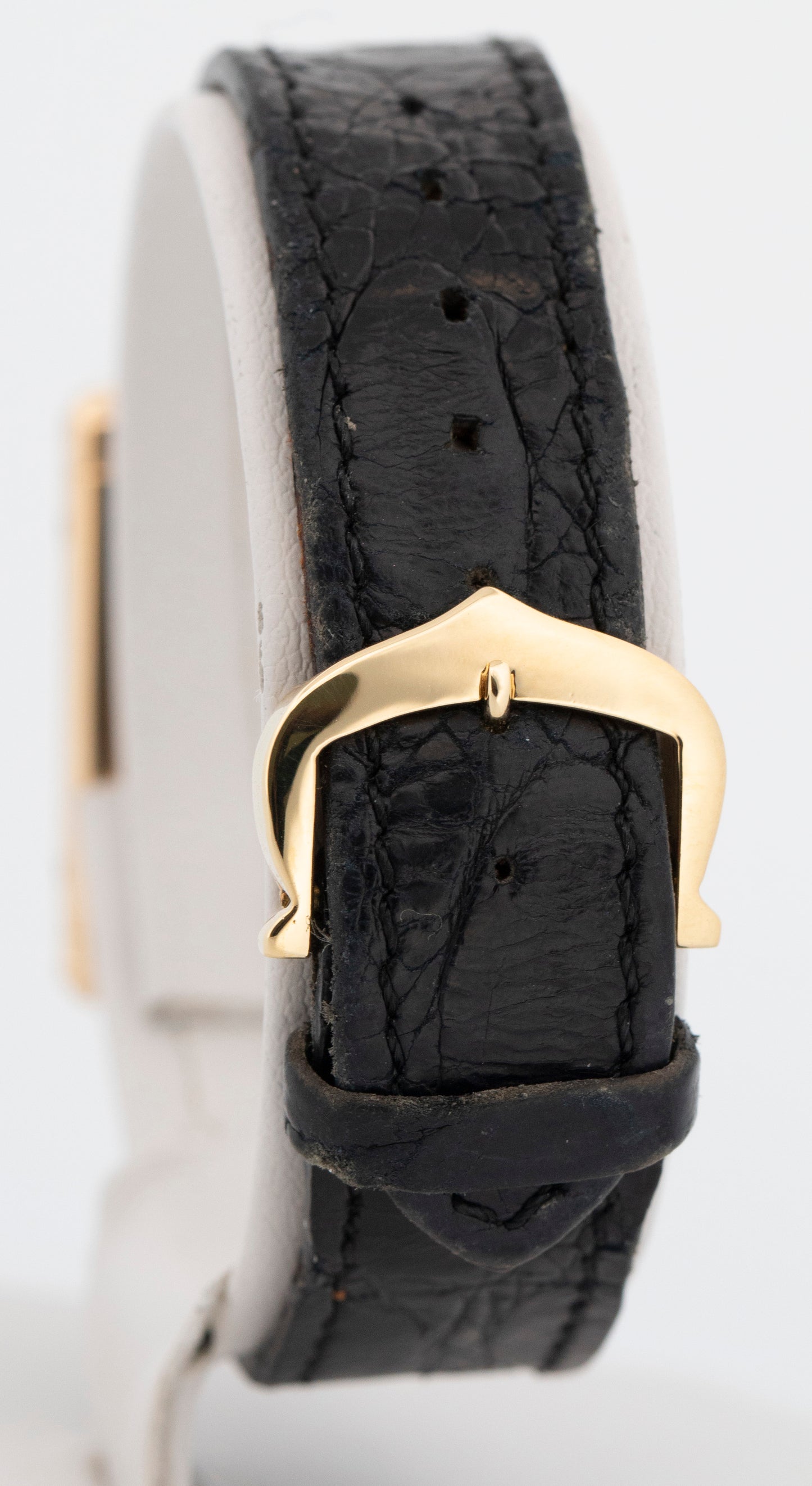 VINTAGE Ladies Cartier Tank Louis 18k Gold Green Leather 78087 21mm Manual Watch