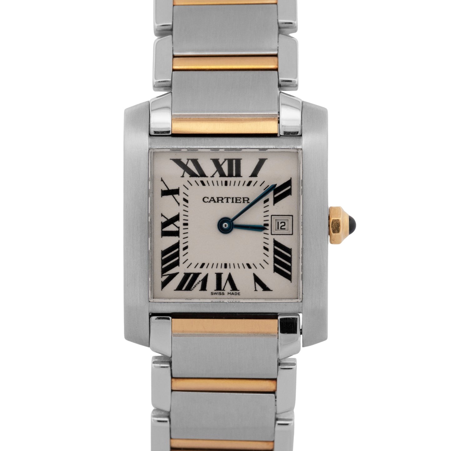 MINT Ladies Cartier Tank Francaise Midsize 2465 Two-Tone Gold Roman Quartz Watch