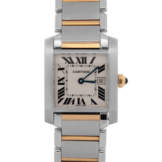 MINT Ladies Cartier Tank Francaise Midsize 2465 Two-Tone Gold Roman Quartz Watch