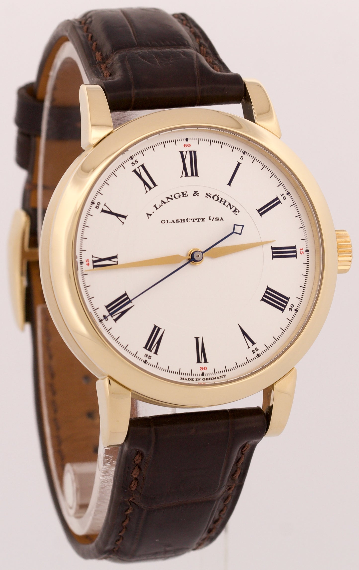 A. Lange & Sohne Richard Lange SILVER 18K Gold Leather Manual 40.5mm 232.021 BOX