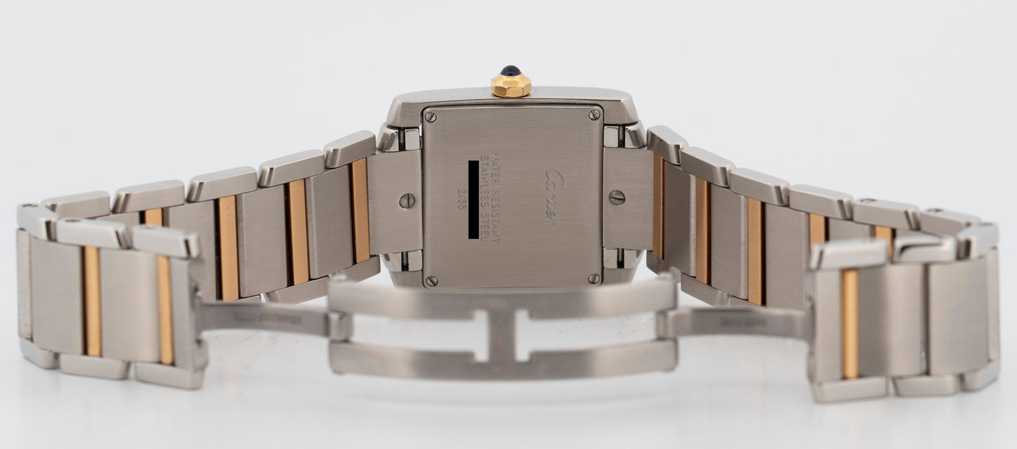 MINT Ladies Cartier Tank Francaise Midsize 2465 Two-Tone Gold Roman Quartz Watch