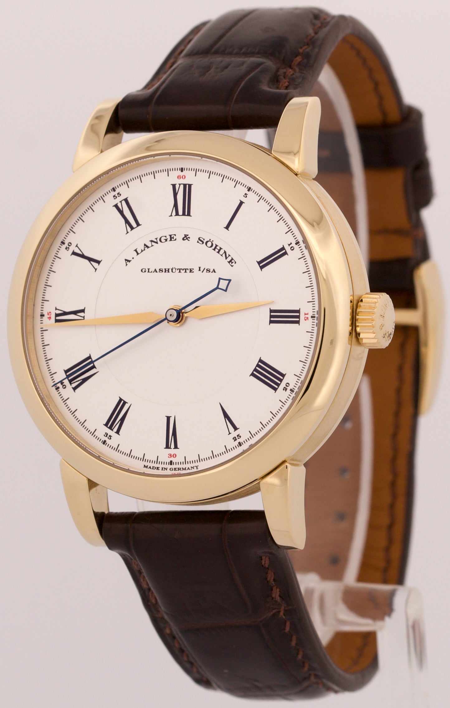 A. Lange & Sohne Richard Lange SILVER 18K Gold Leather Manual 40.5mm 232.021 BOX