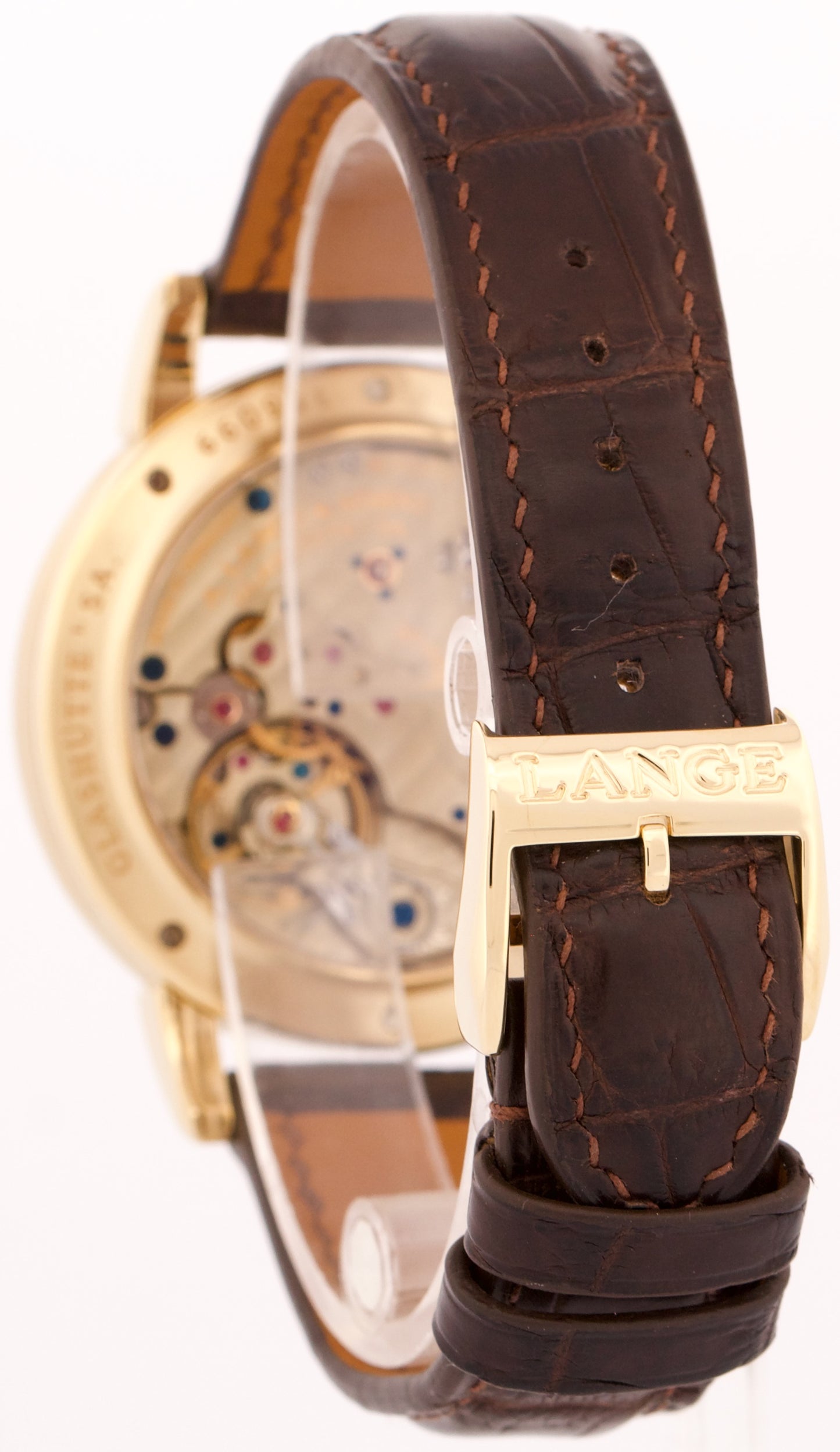A. Lange & Sohne Richard Lange SILVER 18K Gold Leather Manual 40.5mm 232.021 BOX