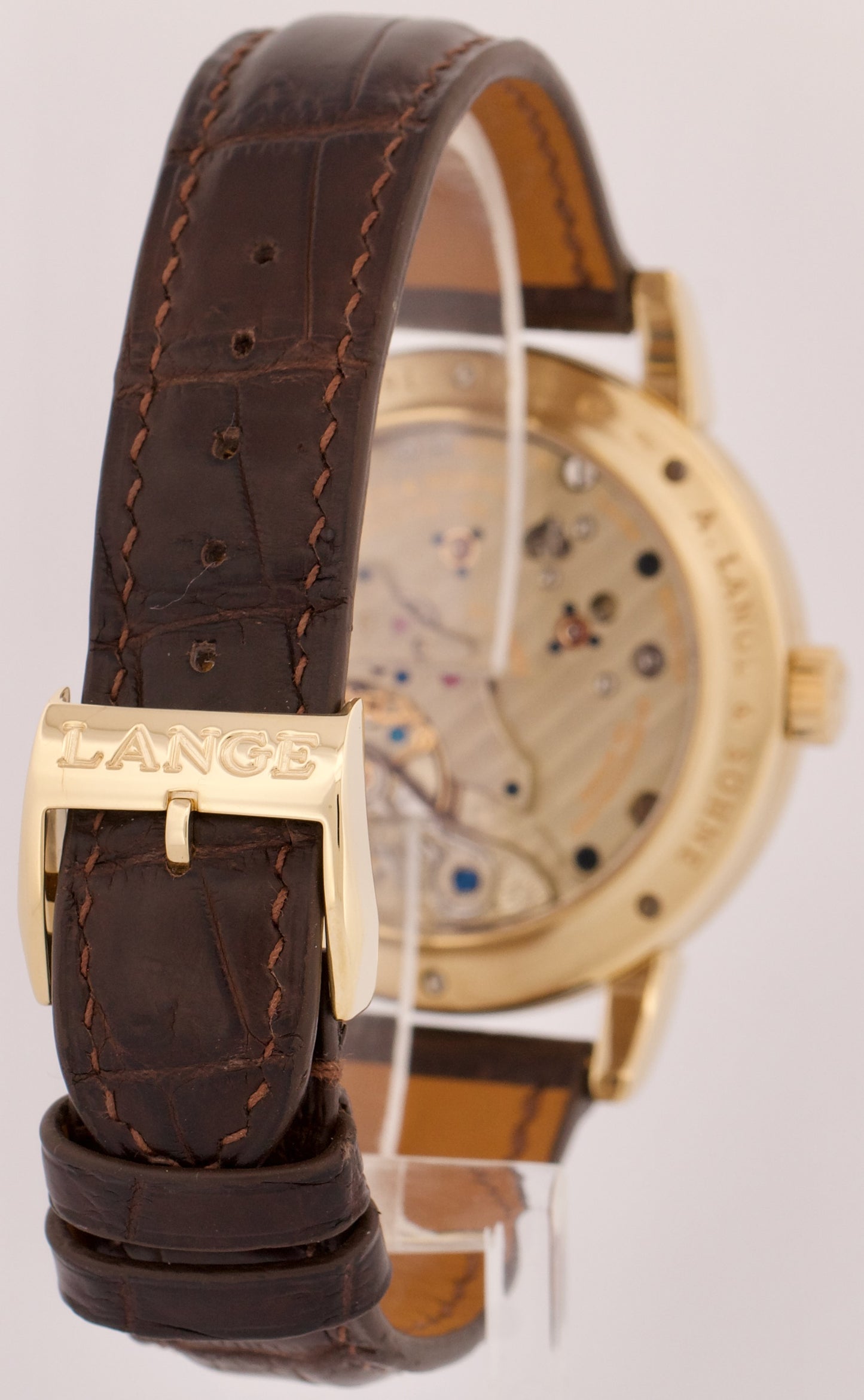 A. Lange & Sohne Richard Lange SILVER 18K Gold Leather Manual 40.5mm 232.021 BOX