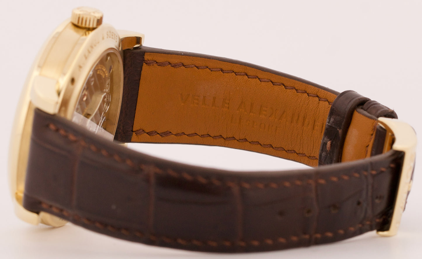 A. Lange & Sohne Richard Lange SILVER 18K Gold Leather Manual 40.5mm 232.021 BOX