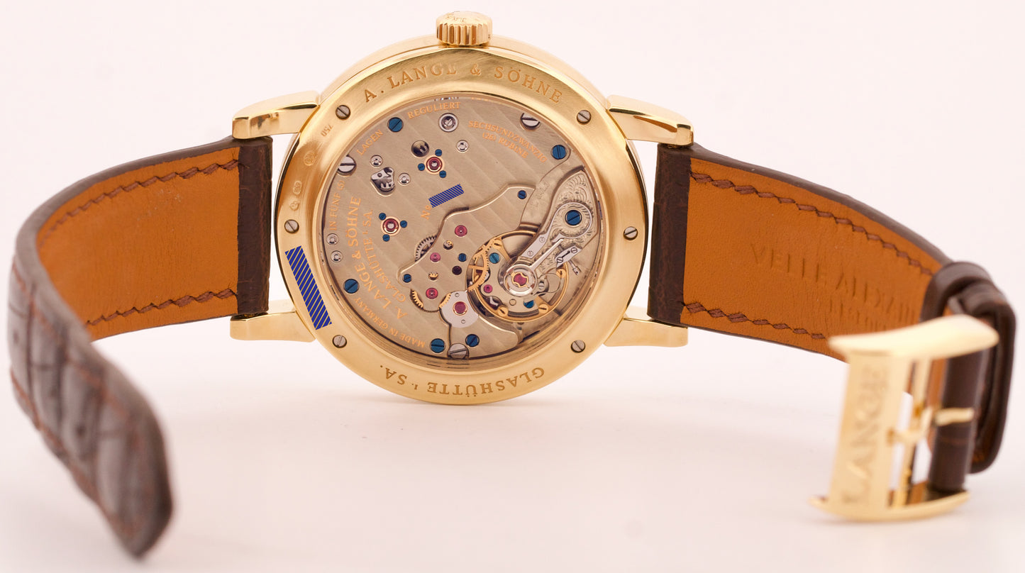 A. Lange & Sohne Richard Lange SILVER 18K Gold Leather Manual 40.5mm 232.021 BOX