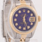 Ladies Rolex DateJust 26mm BLUE DIAMOND Bezel 18K Gold Steel JUBILEE 69173