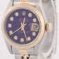 Ladies Rolex DateJust 26mm BLUE DIAMOND Bezel 18K Gold Steel JUBILEE 69173