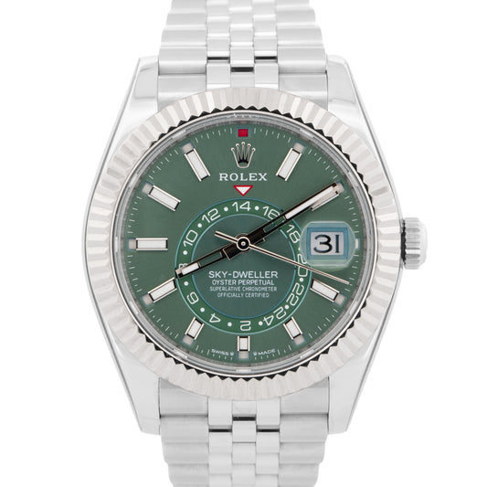 2025 PAPERS Rolex Sky-Dweller GREEN 42mm JUBILEE Stainless Steel 336934 BOX