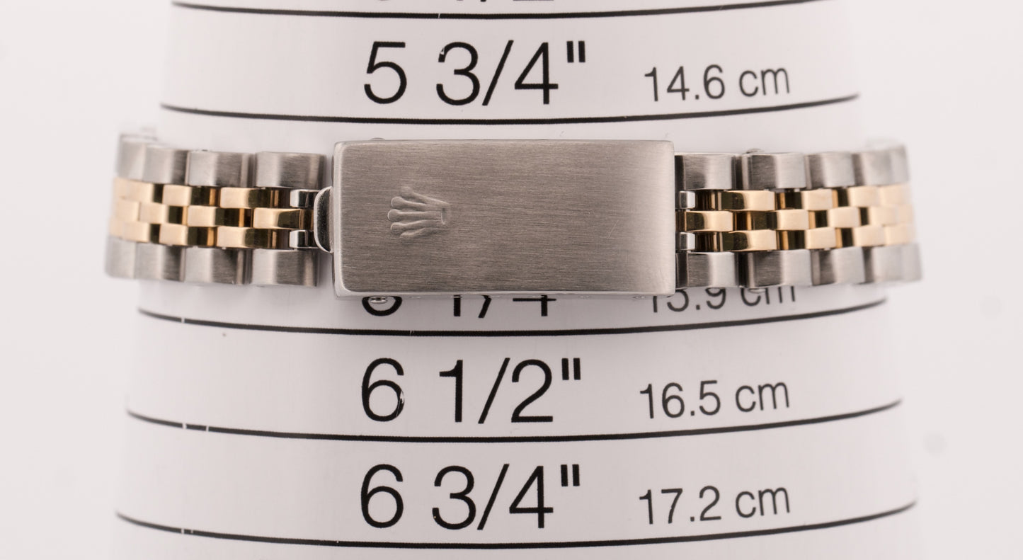 Ladies Rolex DateJust 26mm BLUE DIAMOND Bezel 18K Gold Steel JUBILEE 69173