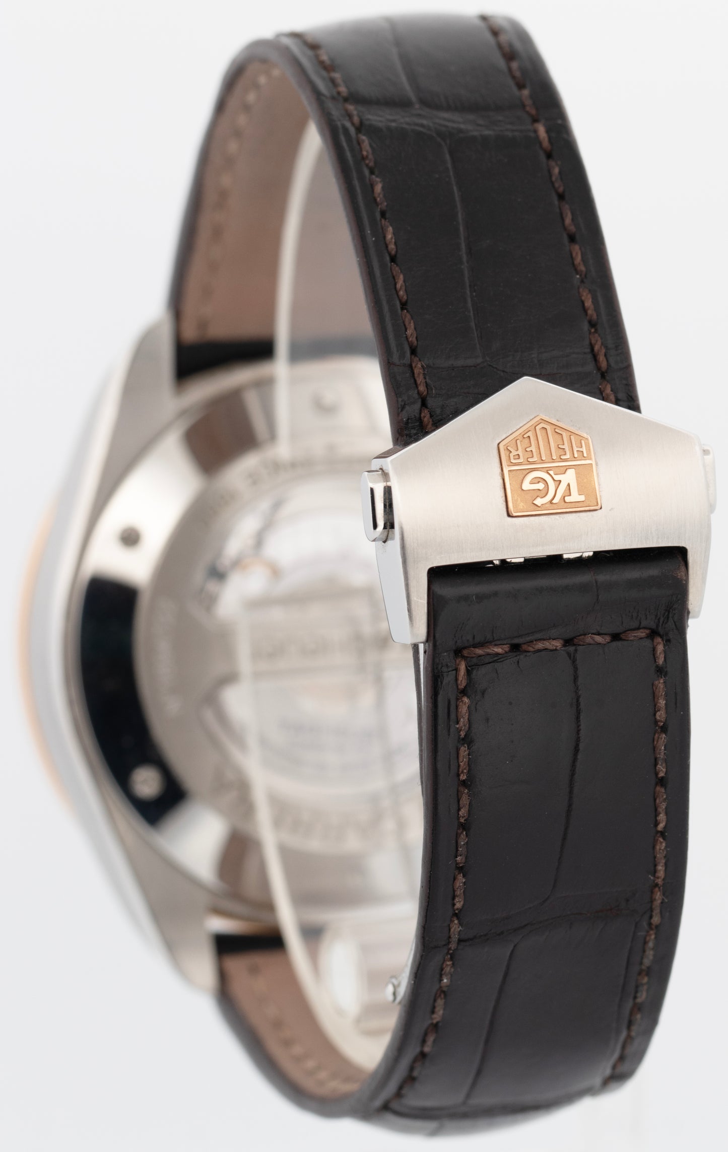 Tag Heuer Grand Carrera Brown 43mm Chrono Rose Gold Steel Watch CAV515C.FC6225