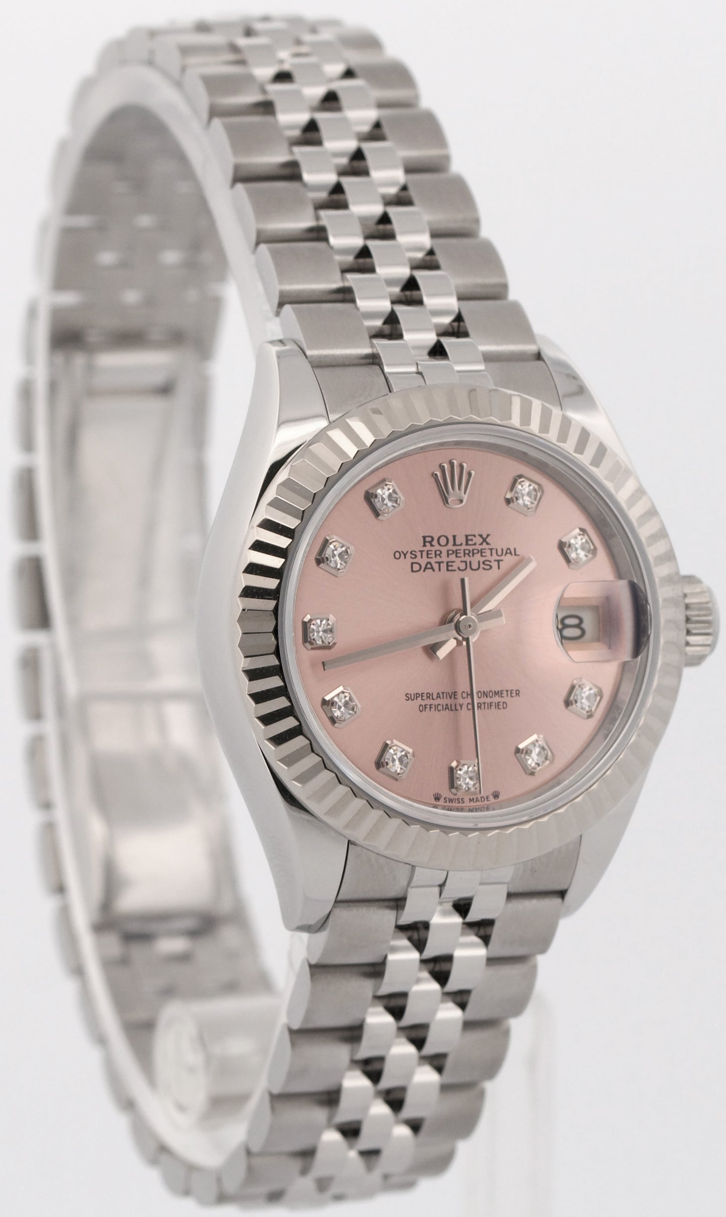 2021 Ladies Rolex DateJust 28mm PINK DIAMOND Steel 18K Gold JUBILEE 279174 BOX