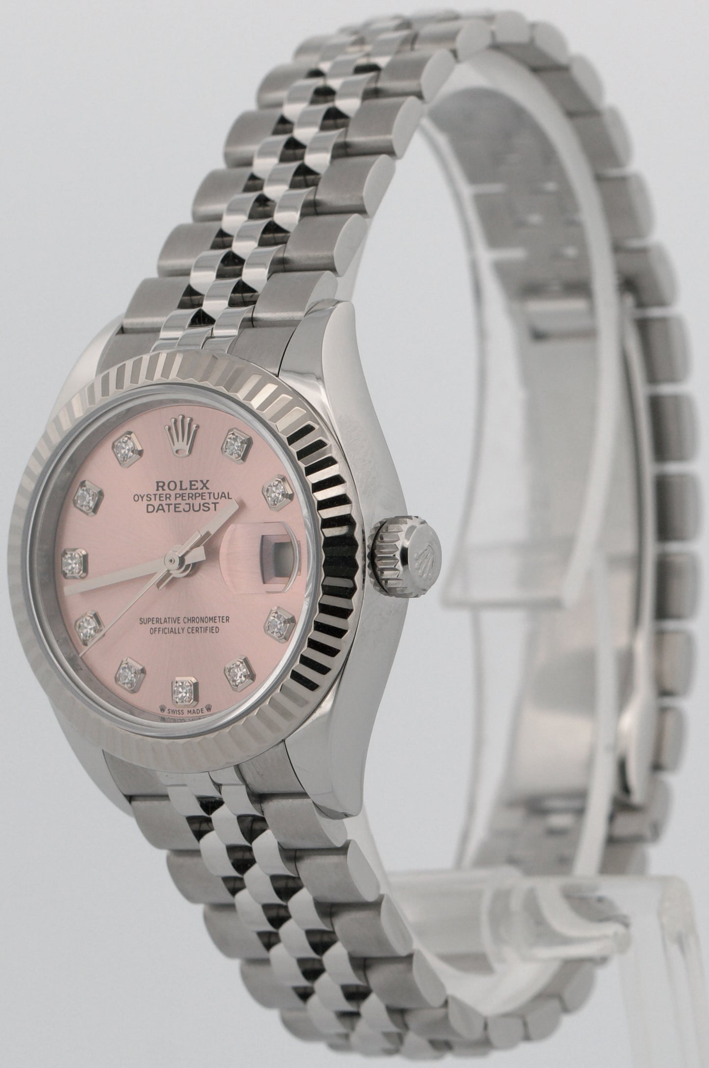 2021 Ladies Rolex DateJust 28mm PINK DIAMOND Steel 18K Gold JUBILEE 279174 BOX