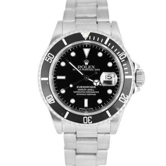 Rolex Submariner Date Stainless Steel Black 40mm 16610 Watch