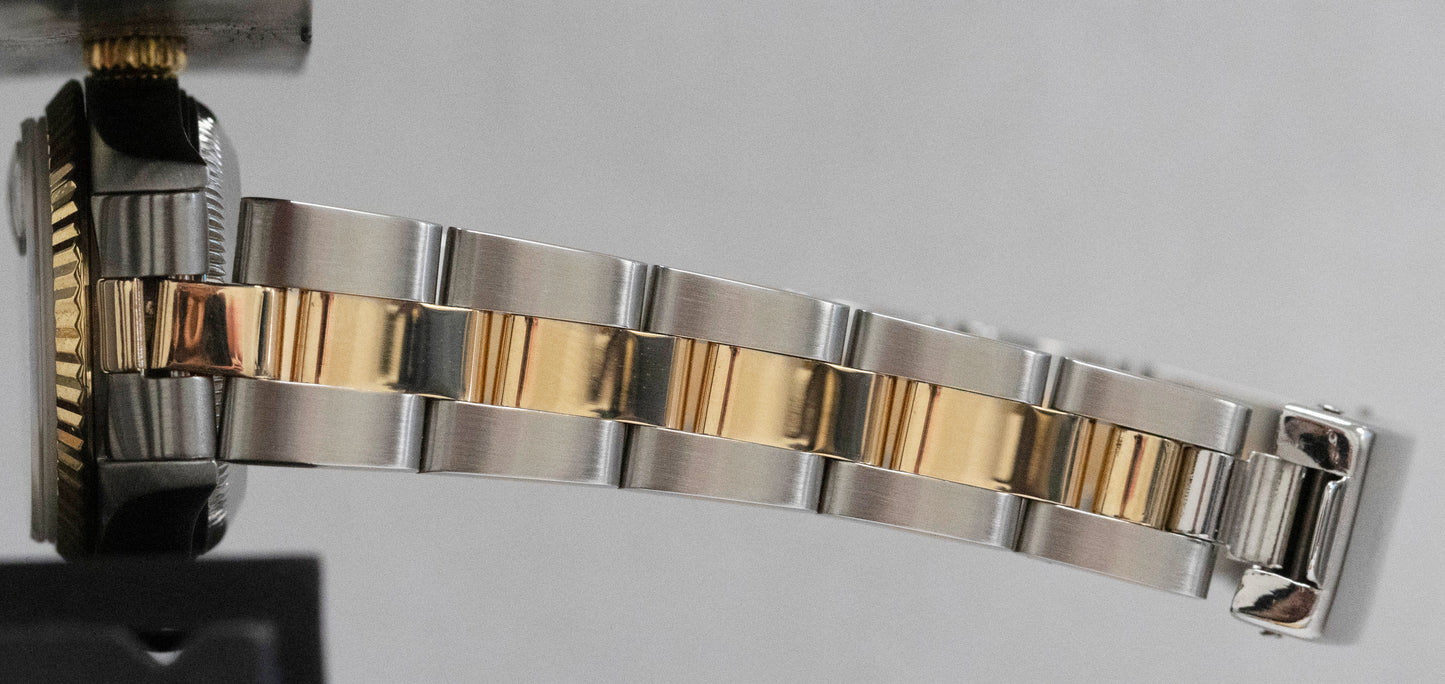 Ladies Rolex DateJust BLUE 18K Yellow Gold Stainless 26mm OYSTER Watch 79173