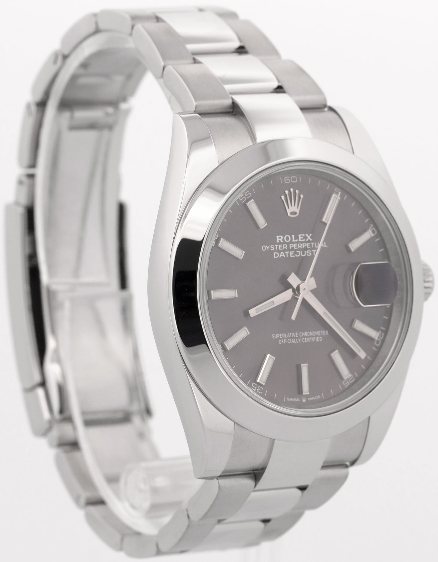 2019 PAPERS Rolex DateJust 41 RHODIUM Stainless Smooth OYSTER 41mm 126300 BOX