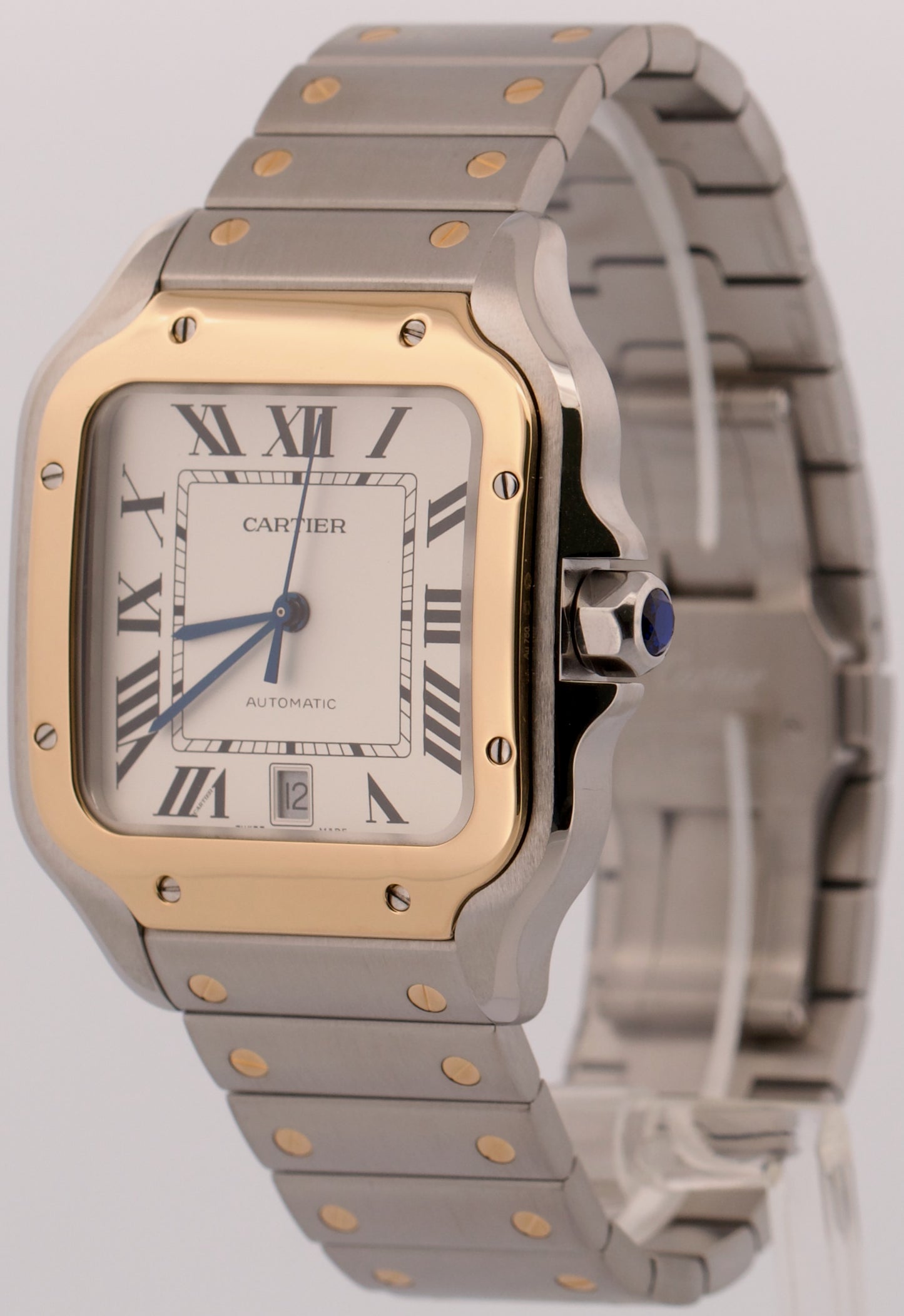Cartier Santos SILVER WHITE Two-Tone 18K Gold Steel 39.8mm 4072 / W2SA0009 Watch