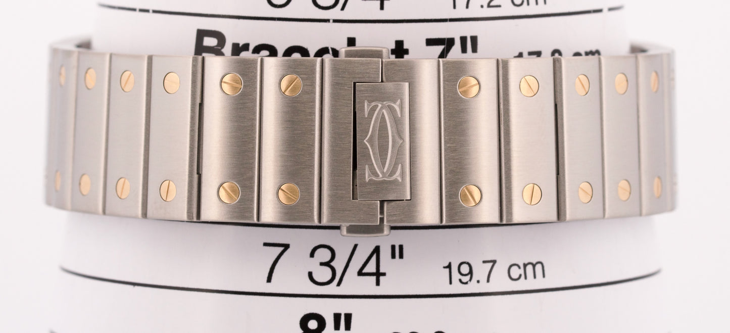 Cartier Santos SILVER WHITE Two-Tone 18K Gold Steel 39.8mm 4072 / W2SA0009 Watch