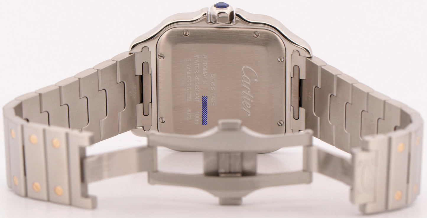 Cartier Santos SILVER WHITE Two-Tone 18K Gold Steel 39.8mm 4072 / W2SA0009 Watch