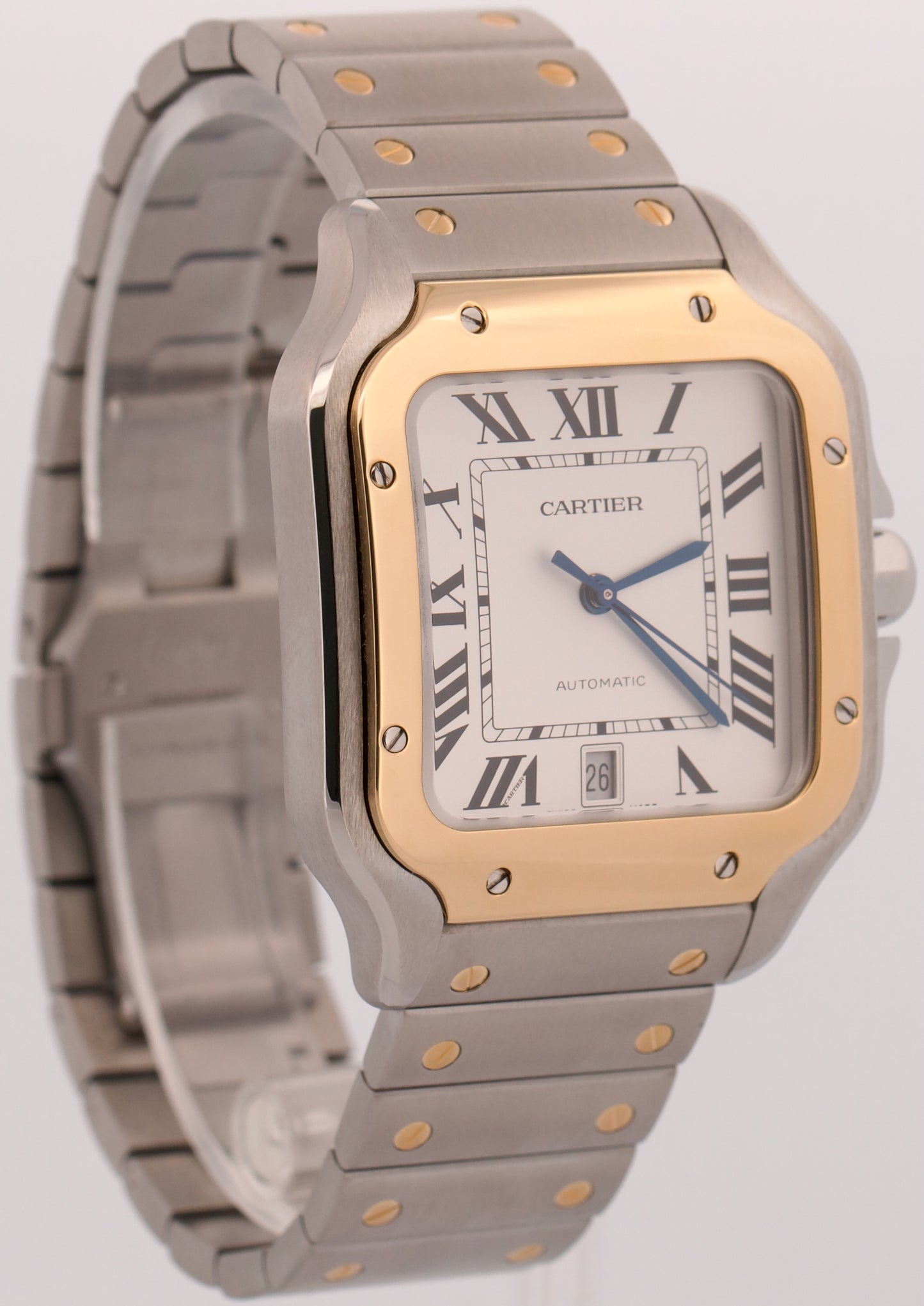 2024 PAPERS Cartier Santos SILVER WHITE 18K Gold Steel 39.8mm 4072 W2SA0009