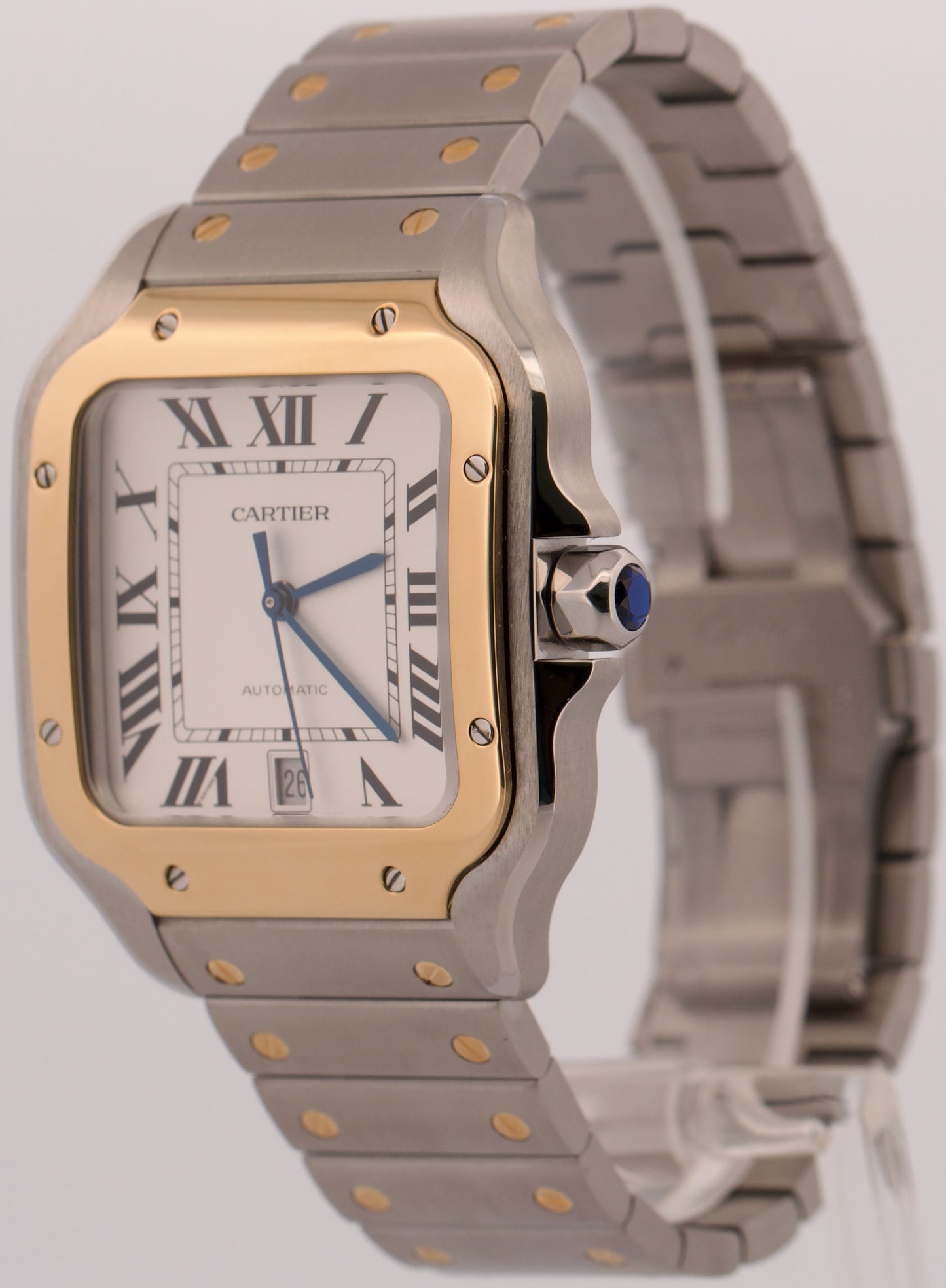 2024 PAPERS Cartier Santos SILVER WHITE 18K Gold Steel 39.8mm 4072 W2SA0009