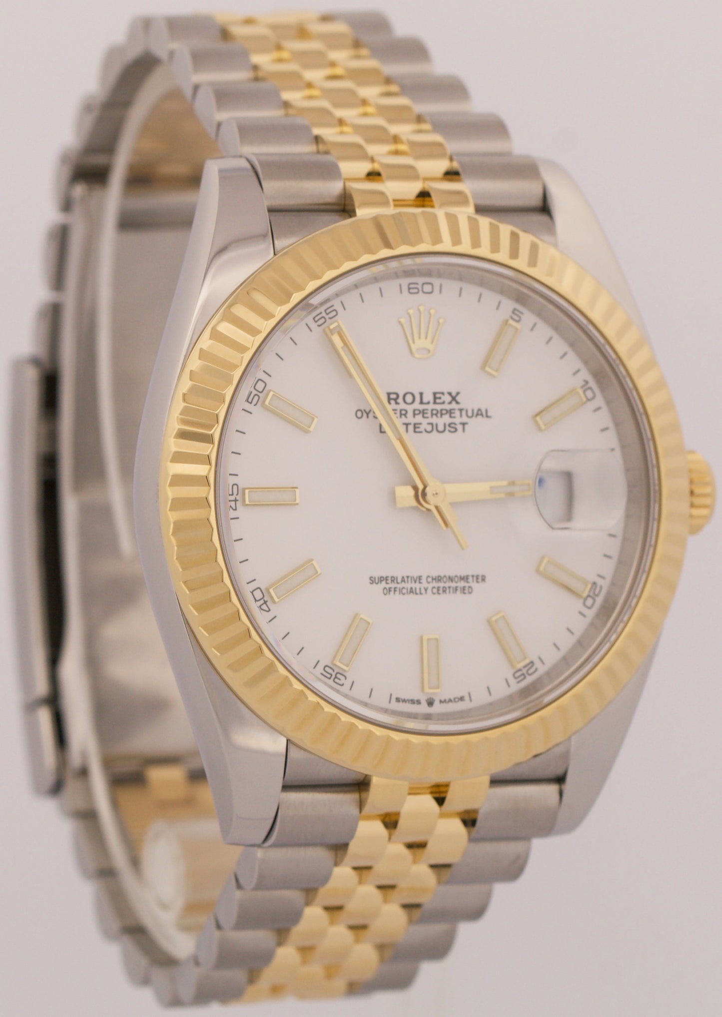 MINT 2023 Rolex DateJust WHITE 41mm 18K Fluted Steel JUBILEE 41mm 126333 BOX