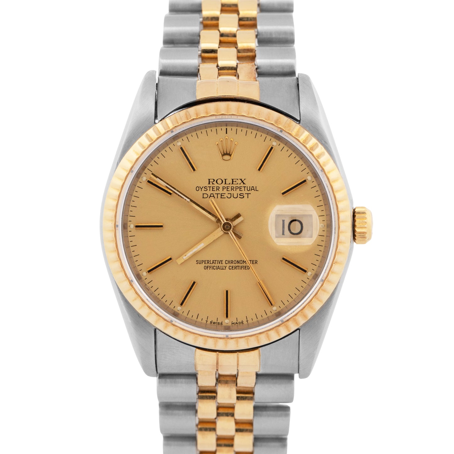Rolex DateJust 36mm Champagne Jubilee 18K Yellow Gold JUBILEE Steel 16233 Watch