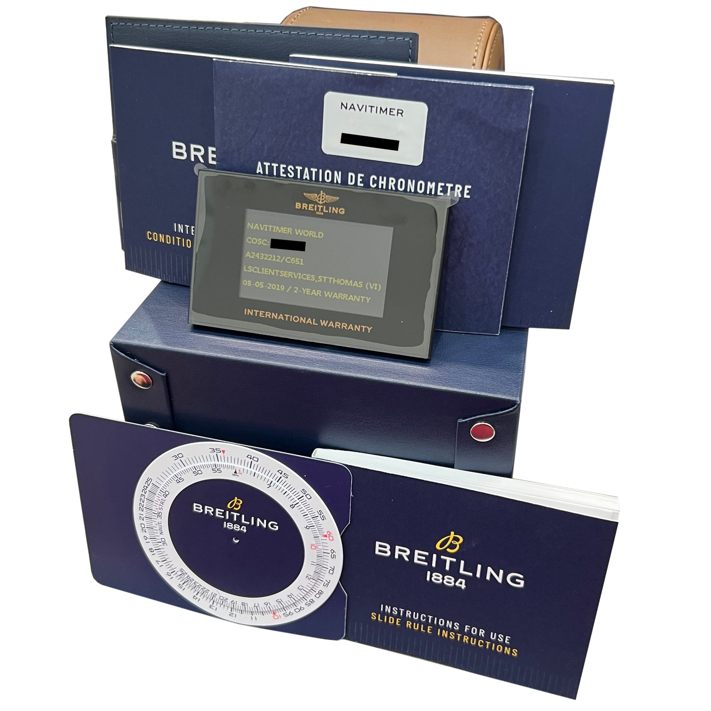 2019 PAPERS Breitling Navitimer BLUE Stainless Steel 46mm A24322 Watch BOX