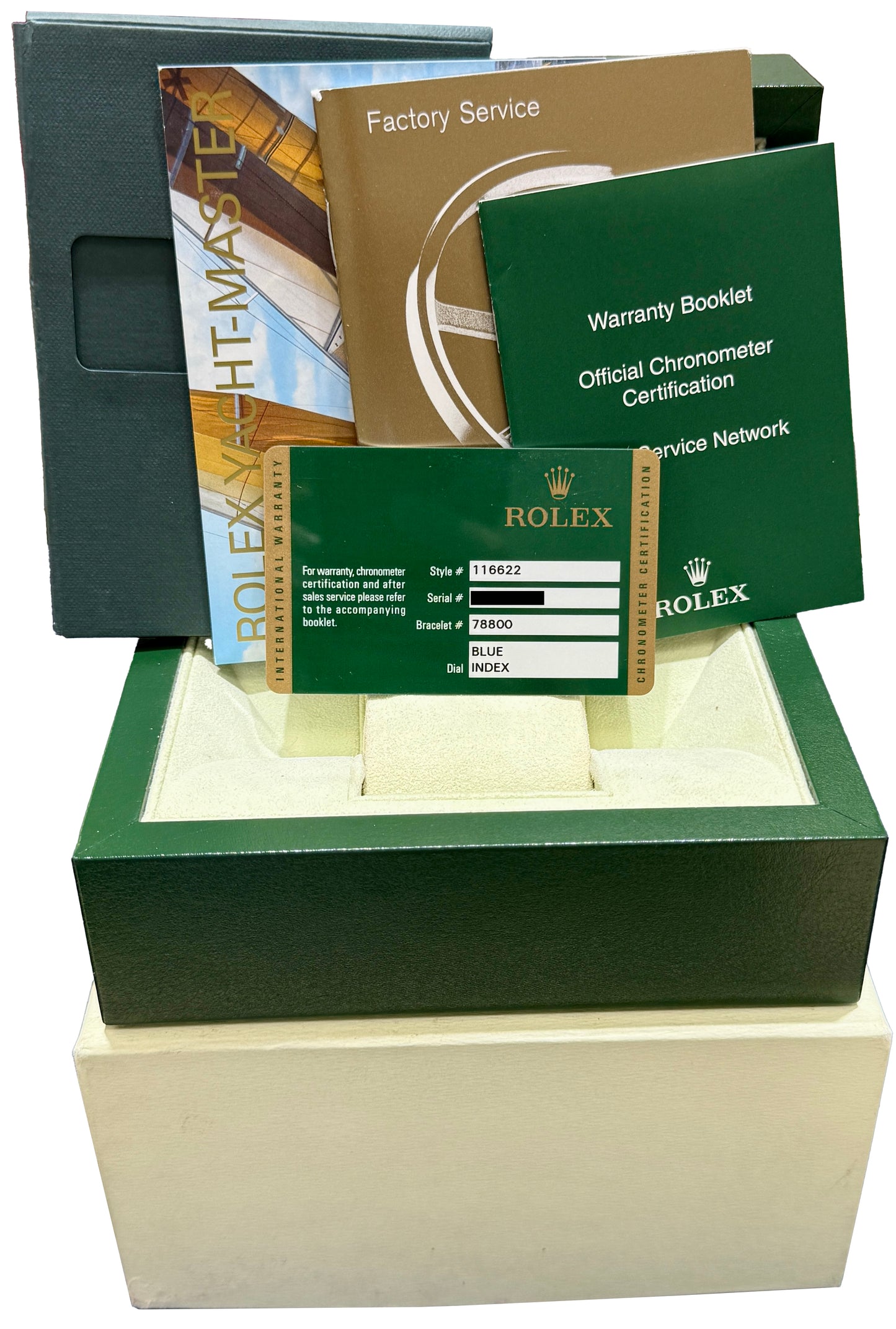 PAPERS Rolex Yacht-Master BLUE Platinum 40mm Stainless Steel Watch 116622 BOX