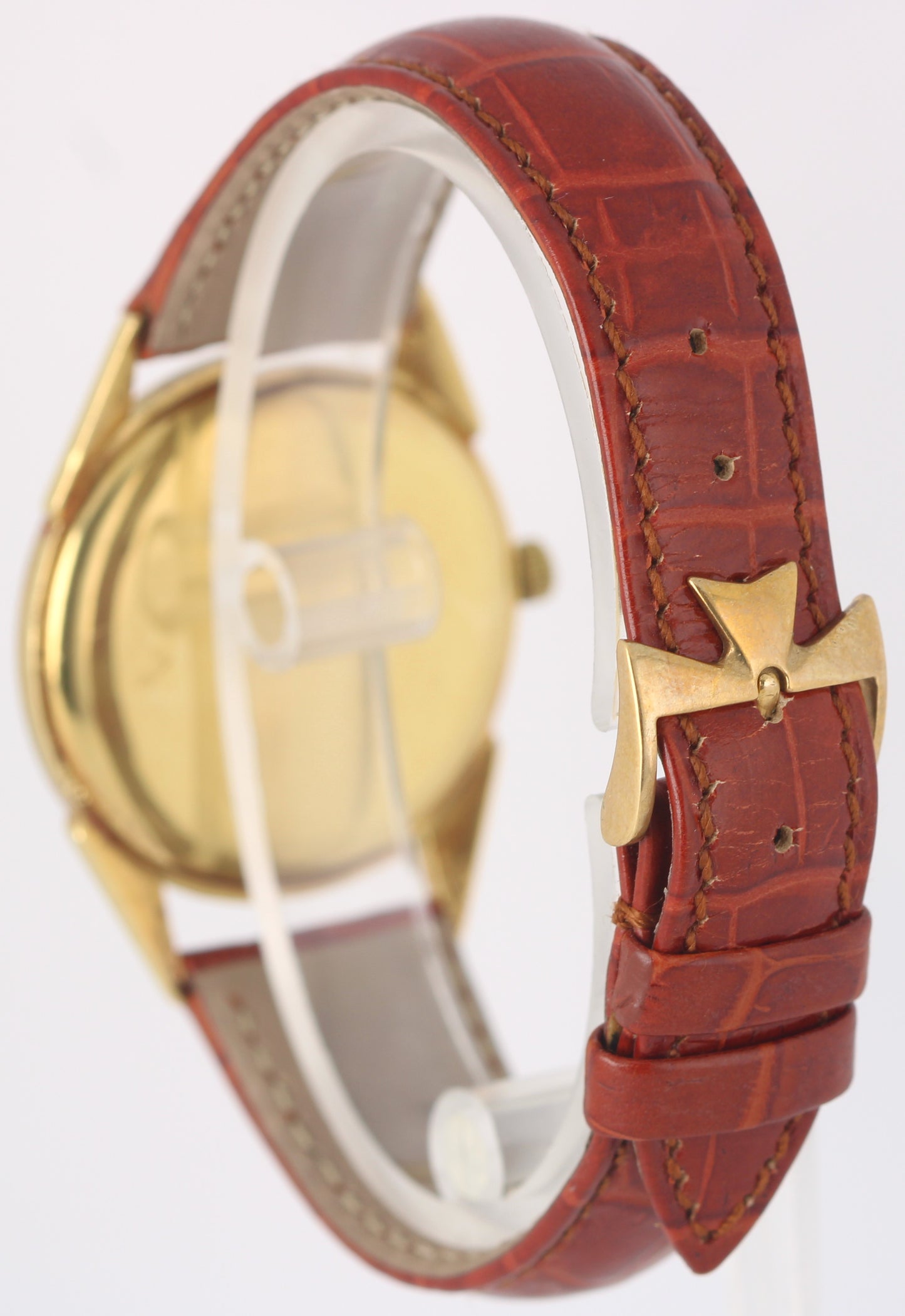 VINTAGE Vacheron Constantin 18k Yellow Gold Silver 33mm 4752 Leather Watch