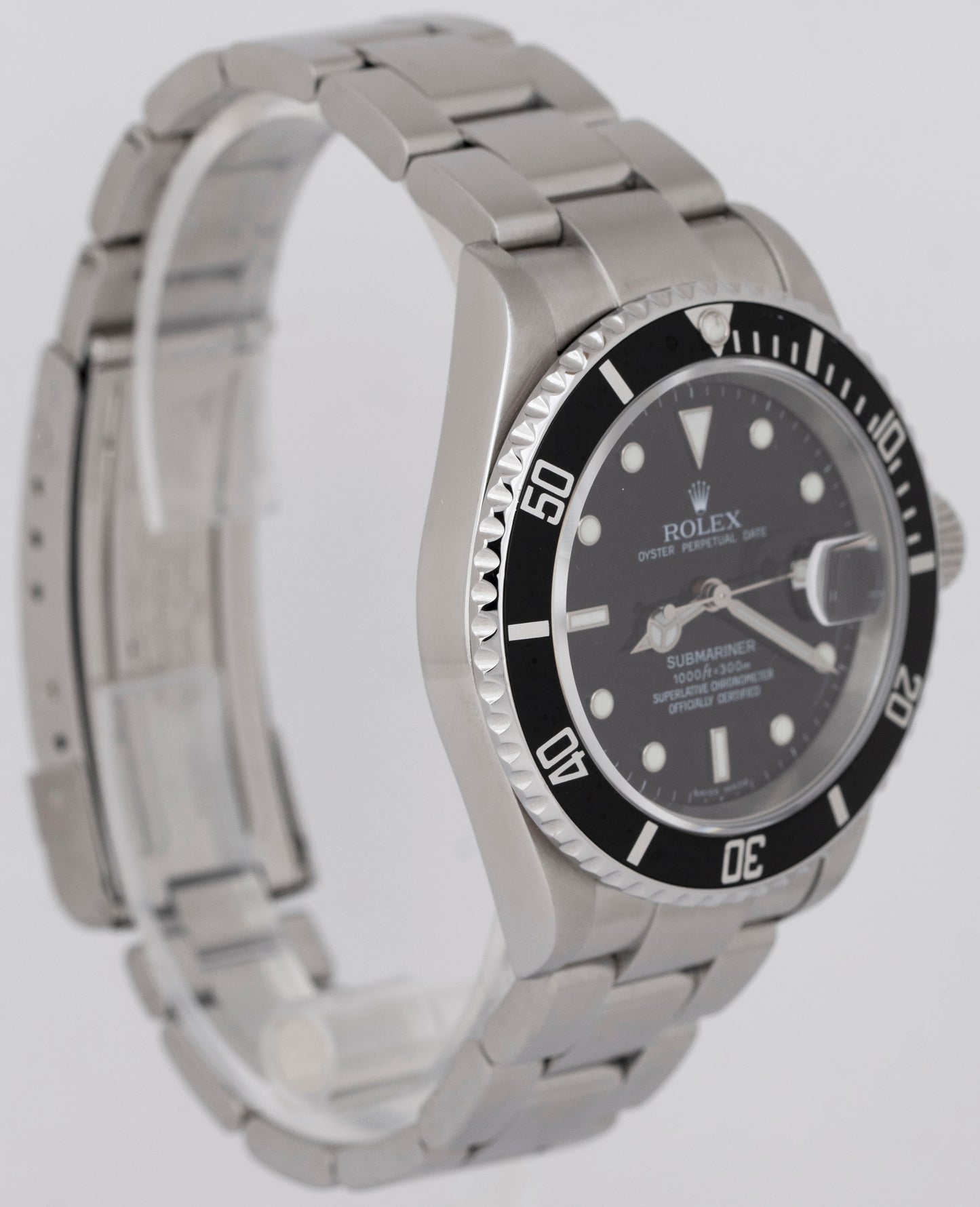 Rolex Submariner Date 40mm Black NO-HOLES CASE Stainless Steel Watch 16610