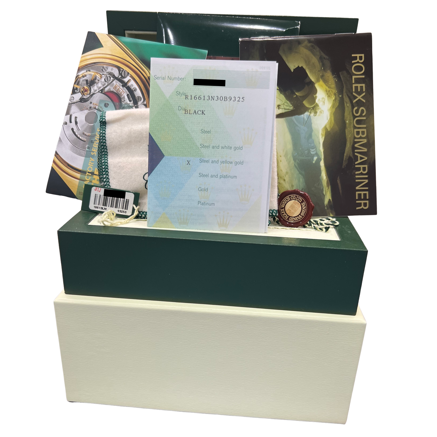 2006 PAPERS Rolex Submariner Date BLACK Two-Tone Gold 40mm 16613 LN Watch BOX