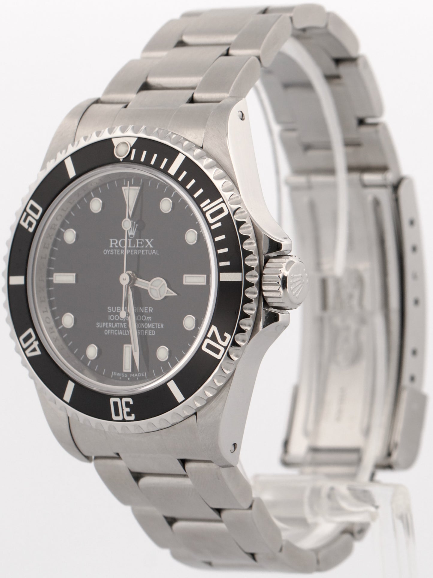 Rolex Submariner No-Date BLACK 4-Line Stainless Steel REHAUT 40mm Watch 14060