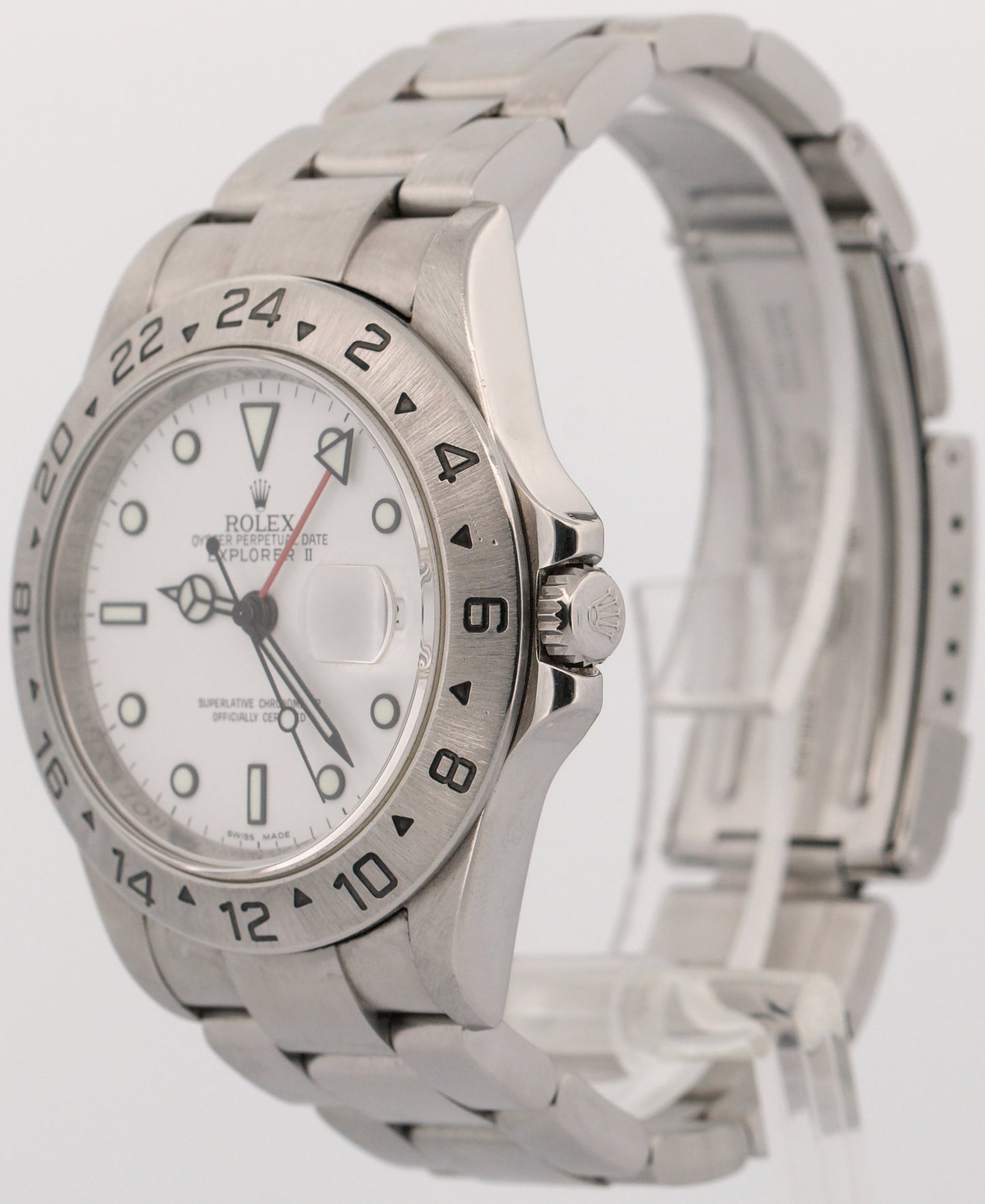 Rolex Explorer II POLAR WHITE 3816 Stainless Steel NO-HOLES 40mm REHAUT 16570