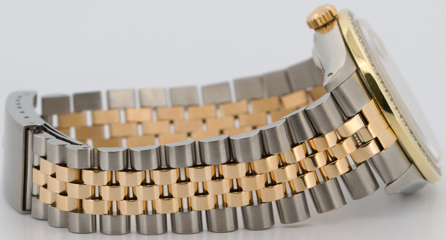 Rolex DateJust 36mm CHAMPAGNE DIAMOND Two-Tone 18K Yellow Gold JUBILEE 16013