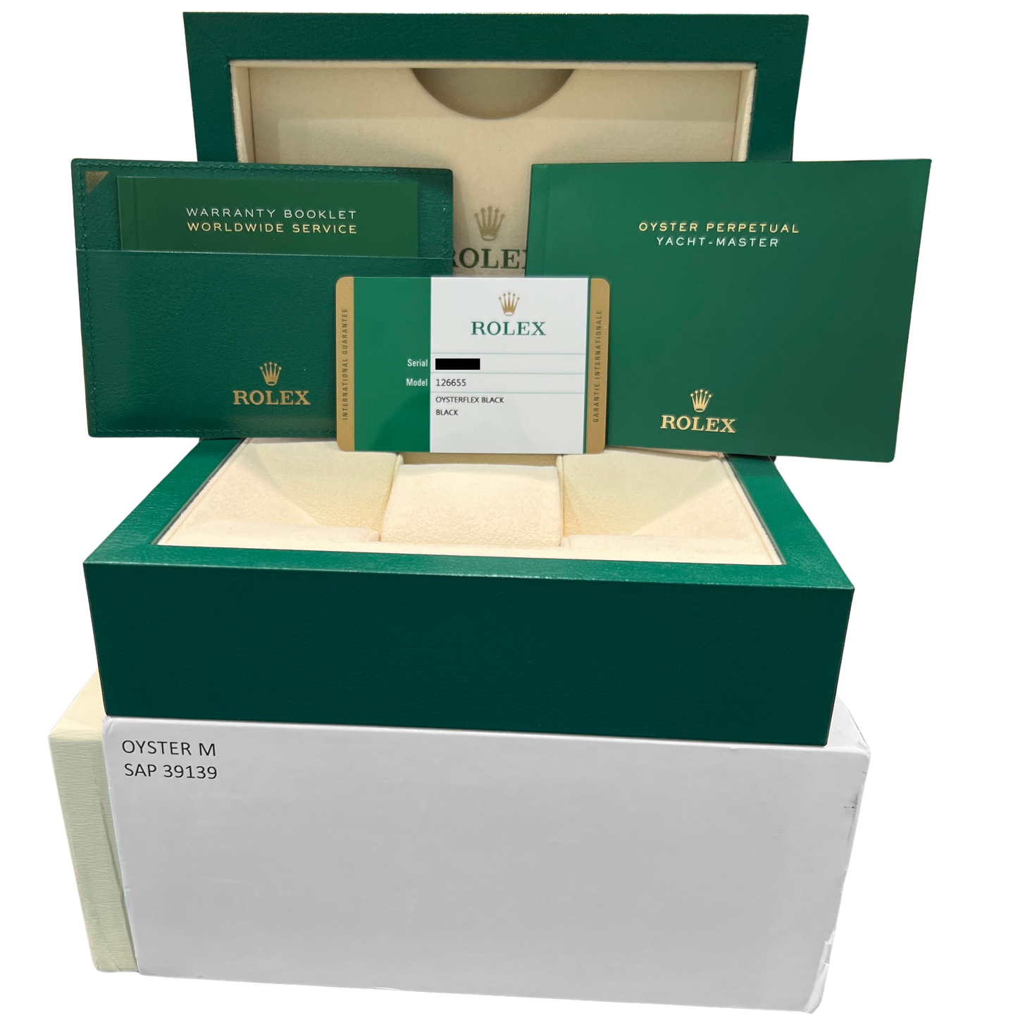 2020 PAPERS Rolex Yacht-Master BLACK 18K Rose Gold 40mm 126655 Watch BOX