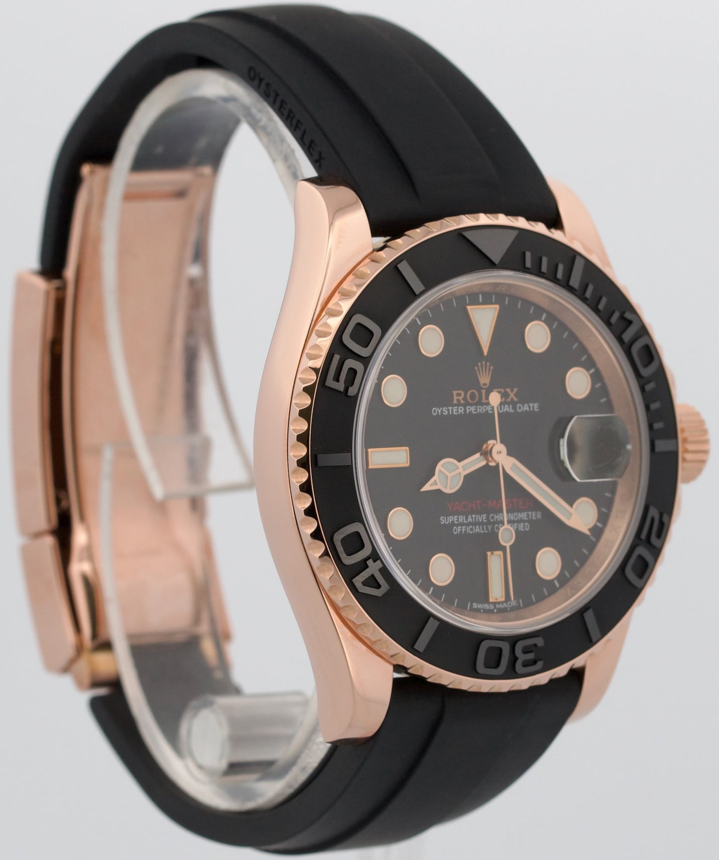 Rolex Yacht-Master BLACK 18K Rose Gold OYSTERFLEX Rubber Everose 40mm 116655
