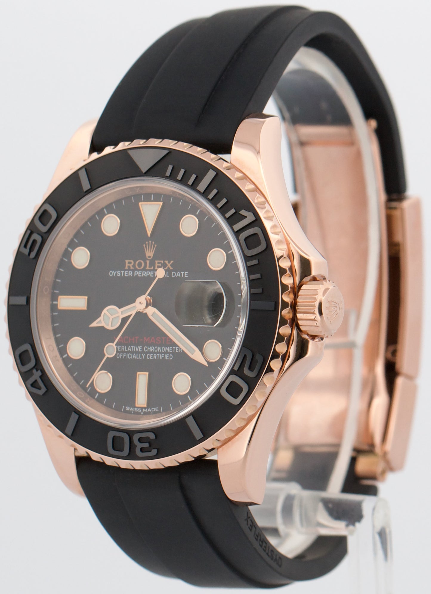 Rolex Yacht-Master BLACK 18K Rose Gold OYSTERFLEX Rubber Everose 40mm 116655