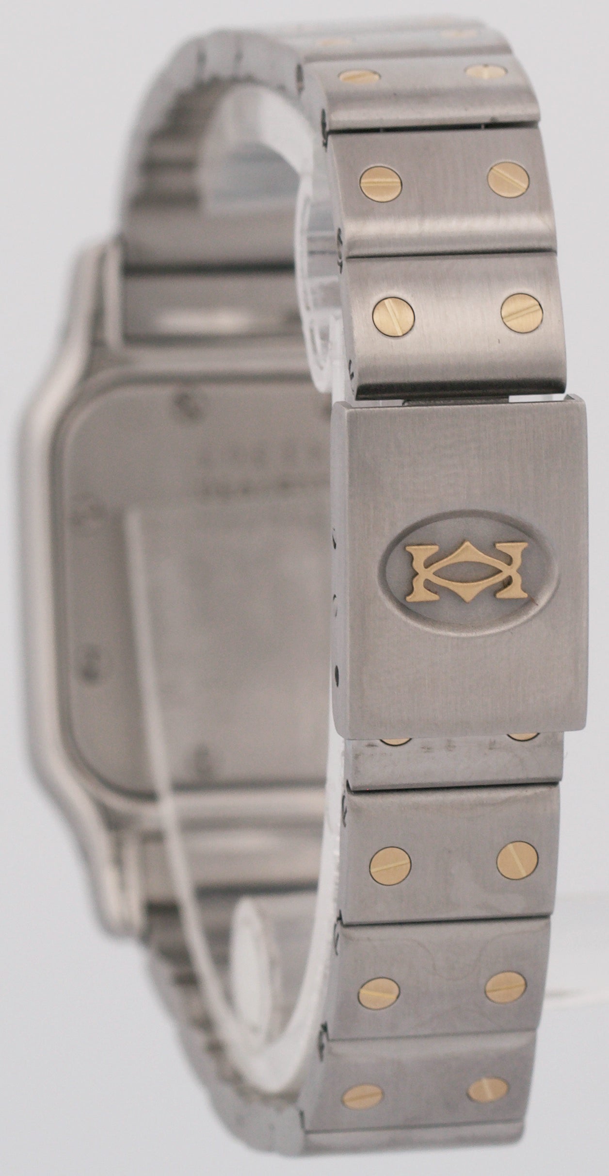 Ladies Cartier Santos Galbee IVORY ROMAN Quartz 24mm Two-Tone 18K Watch 1057930