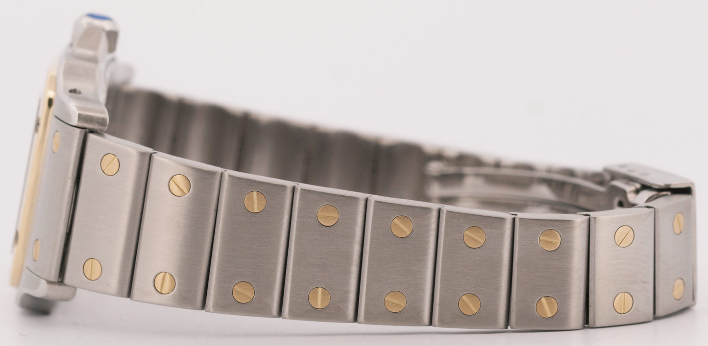 Ladies Cartier Santos Galbee IVORY ROMAN Quartz 24mm Two-Tone 18K Watch 1057930