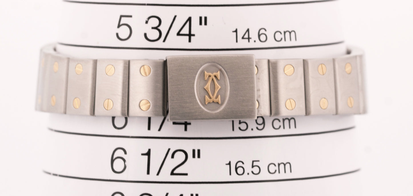 Ladies Cartier Santos Galbee IVORY ROMAN Quartz 24mm Two-Tone 18K Watch 1057930