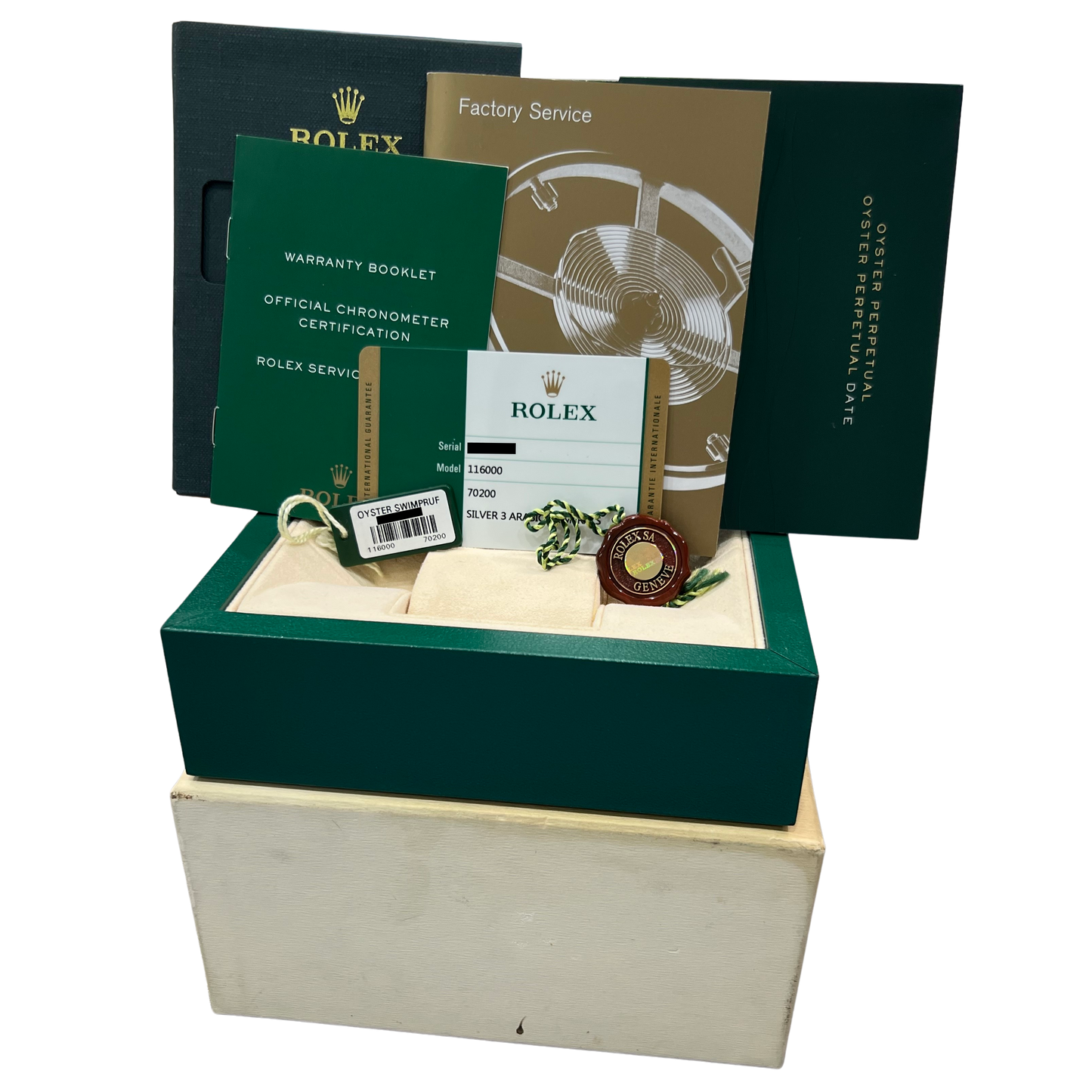 DOMINOS 2015 PAPERS NOS STICKERED Rolex Oyster Perpetual Silver 36mm 116000 BOX